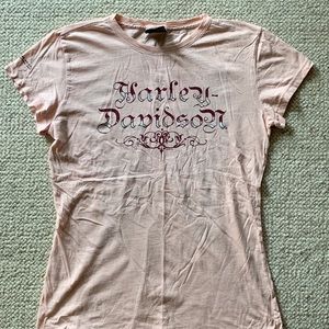 Women's Harley Davidson Graphic SS T-Shirt, Peach.